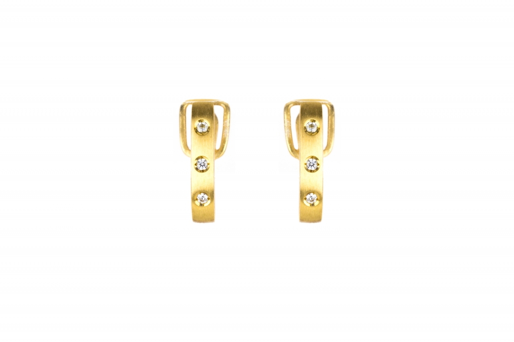 Brincos de ouro amarelo com  zircónias